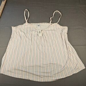 Old Navy Womens XL Lace Trim Cami Pink Blue Striped Sleeveless Top 750509-00 NWT